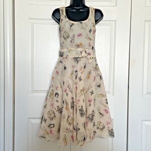 New Season Rockabilly Silk Dress Women‎ Small Pale Pink Sleeveless Bow Summer